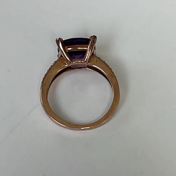 3 ct.Amethyst Cushion Cut Round Ring 6 1/2 - Picture 4 of 16